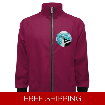 Custom Stand Collar Raglan Sweatshirt Jacket Piano Window